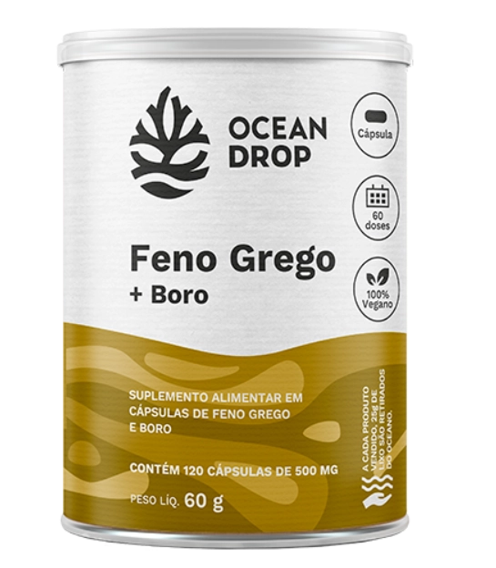 Feno Grego + Boro, 120 Cápsulas, Ocean Drop