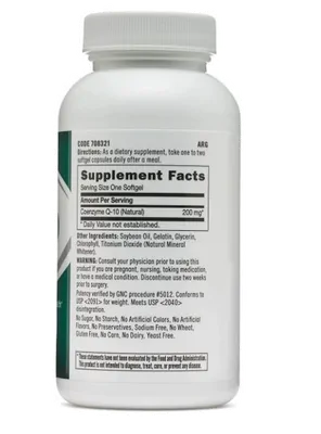 Coenzima CoQ10, 200mg, 60 Softgels, GNC