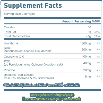 Urolithin A Nad+, 1000mg, 120 Cápsulas, Mitiva