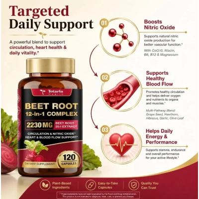 Beet Root Complex 12 em 1, Beterraba 2230mg, 120 Cápsulas, Totaria Health