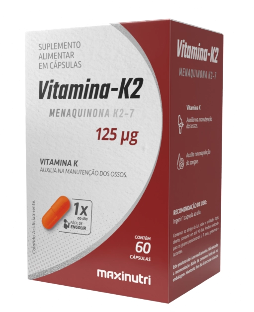 Vitamina K2 Menaquinona-7 125mcg, 60 Cápsulas, Maxinutri