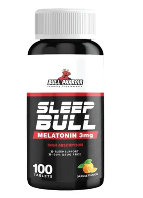 Sleep Bull Melatonina 3mg, 100 Comprimidos Sabor Laranja, Bull Pharma