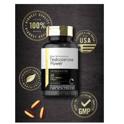 Testosterone Powerful formula, Testosterona para Homens, 60 Cápsulas, Carlyle