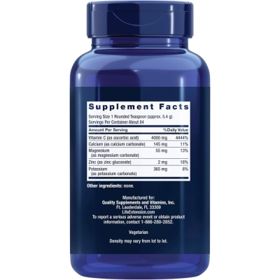 Vitamina C Tamponada em Pó, 4000mg, 454g,  Life Extension