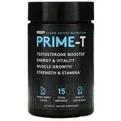 Prime-T, (Reforço de testosterona) 60 comprimidos RSP Nutrition