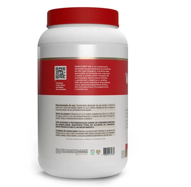 Whey fort 3W, Sabor Paçoca, 900g, Vitafor