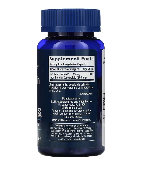 Ferro Protein Plus, 300mg, 100 Cápsulas, Life Extension