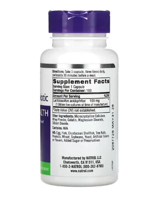 Probiótico Acidophilus, 1 Bilhão, 100 Cápsulas, Natrol