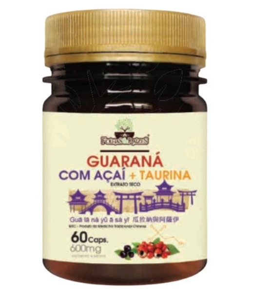 Guaraná com açaí + Taurina, extrato seco, 60 cápsulas, Folhas e Raízes