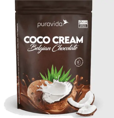 Coco Cream leite de coco em Pó, Sabor Chocolate Belga, 250g, Puravida