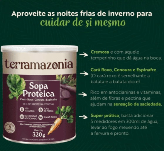 Sopa Proteica Cará-roxo, 40g, Terramazonia