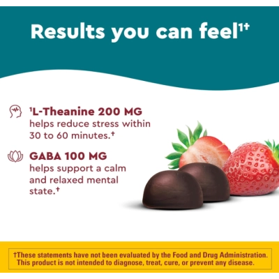 Stress Relief, Alívio do estresse com L-teanina e GABA, 40 Gomas sabor morango, Nature Made