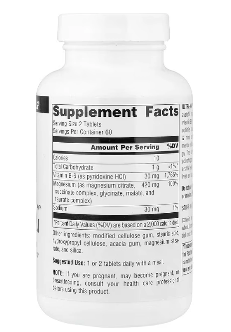  Ultra-Mag, Magnésio Biodisponível, 120 Comprimidos, Source Naturals