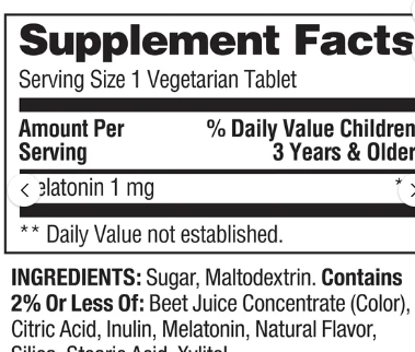 Melatonina Kids 1mg,  60 Tabletes Sabor Uva, de Dissolução Rápida, Spring Valley