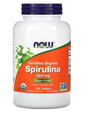 Spirulina Orgânica, 500mg, 500 Comprimidos, Now