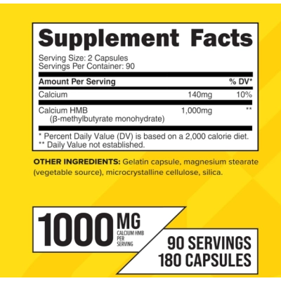 HMB 1000mg, Beta-Hidroxi Beta-Metilbutirato, 180 Cápsulas, Primaforce 