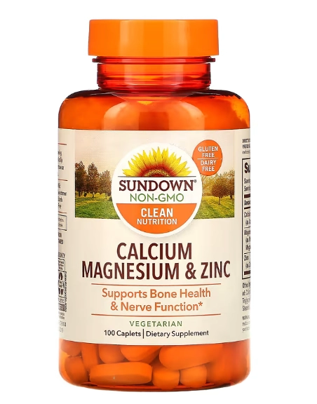 Cálcio e Magnésio com Zinco, 100 Comprimidos, Sundown