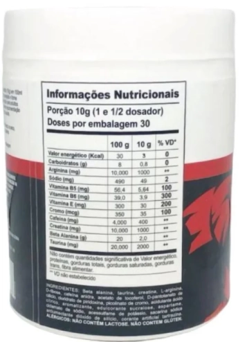 Pré Treino Bad Bull Hardcore, 300g Sabor Frutas Vermelhas, Bull Pharma