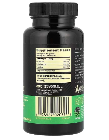 BCAA, 1000mg, 60 Cápsulas, Optimum Nutrition