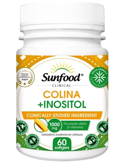 Colina com Inositol, 1000mg, 60 softgels, Sunfood 