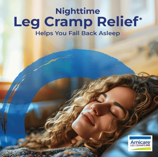 Arnicare Leg Cramps PM, Alívio noturno de Cãibras e Rigidez nos Pés ou Panturrilhas, 60 comprimidos, Boiron