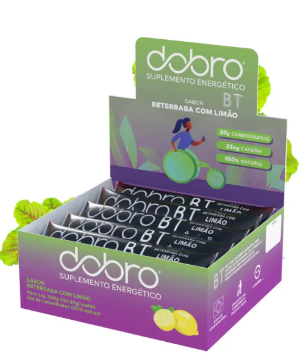 BT Gel, Sabor Limão, Com Cafeína, 30g cada, Caixa com 10, Dobro