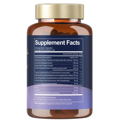 GLP-1 Natural Support, Com Probiótico Akkermansia, Cloridrato de Berberina e Garcinia, 120 Cápsulas, Totaria Health