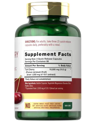 Extrato de Cereja Tart Cherry, 10.500mg, 200 Cápsulas, Carlyle