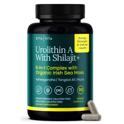 Urolitina A com Shilajit Musgo Marinho, Complex  6 em 1, 90 Cápsulas, Etta Vita