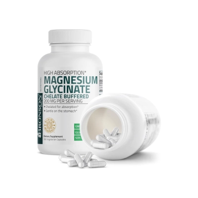 Magnésio Glicinato 200mg, Relaxamento, Qualidade do Sono e Equilíbrio Diário, 360 Cápsulas, Bronson