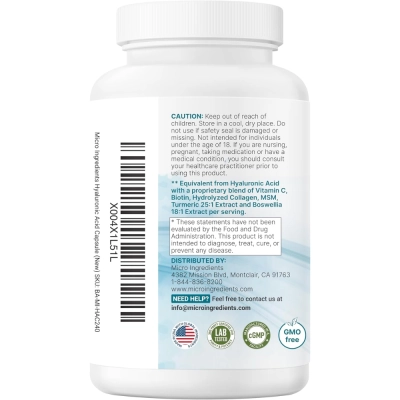 Ácido Hialurônico Complexo + Colágeno e MSM, 3000 mg, 240 Cápsulas, Micro Ingredientes