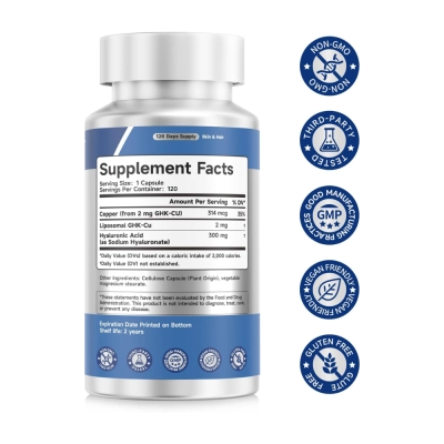 GHK-CU, Peptídeo de Cobre, 2mg, 120 Cápsulas, Trawecual