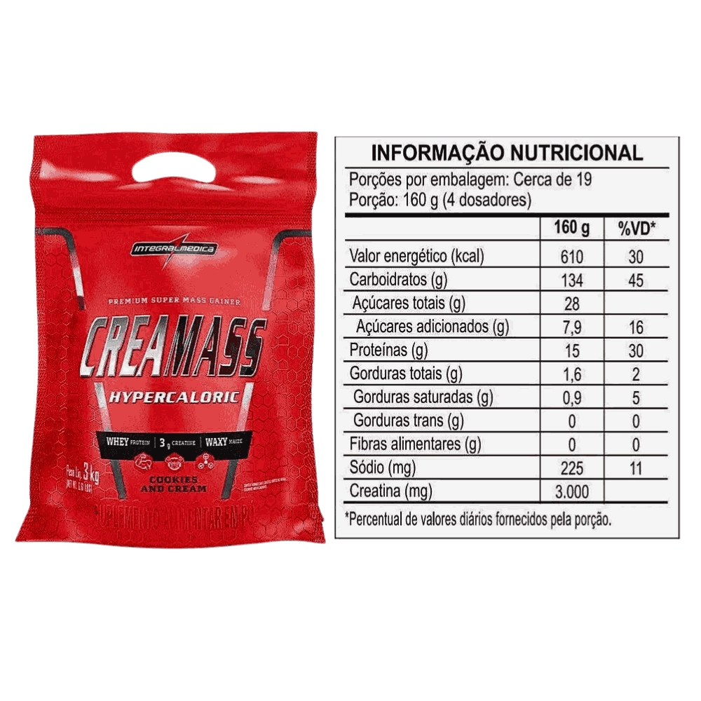 Hipercalórico Creamass, Para Ganho de Massa, 3kg Sabores, Integral Médica
