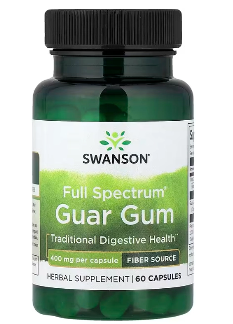 Guar-Gum 400mg,  Goma de Guar de Espectro Completo, 60 Cápsulas, Swanson