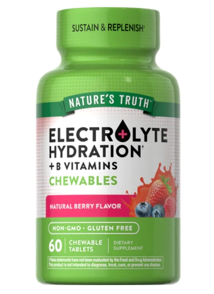Electrolyte Hydration, Eletrólitos com Vitamina B, 60 comprimidos mastigáveis, Nature's Truth