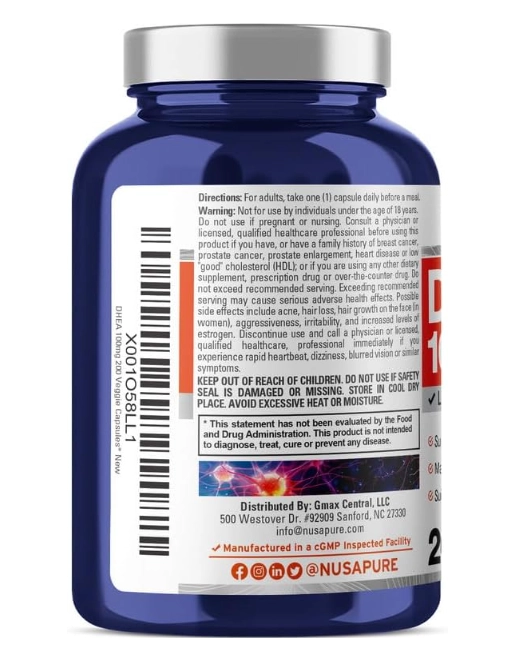DHEA 100mg, 200 Cápsulas, NusaPure