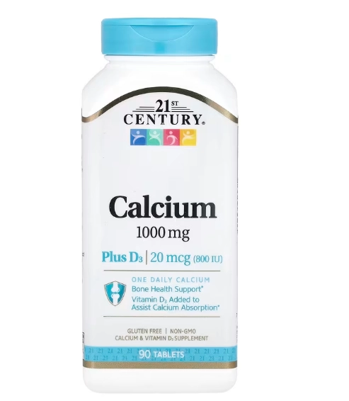 Cálcio 1000mg Plus D3 800IU, 90 Comprimidos, 21st Century