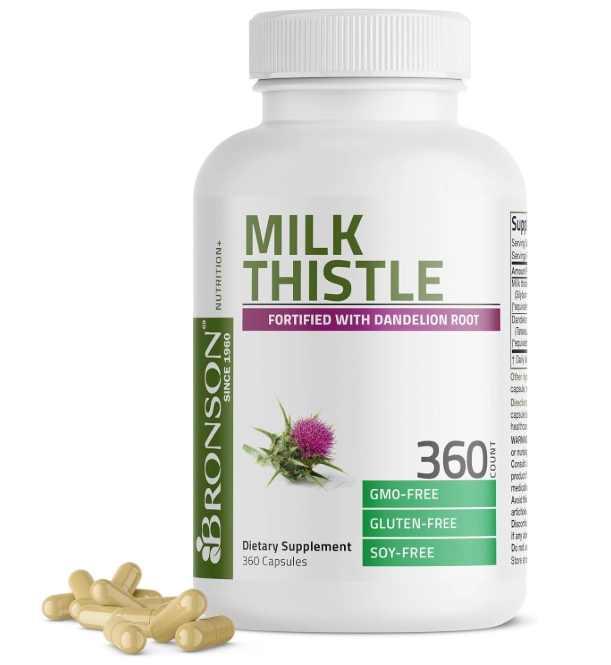 Milk Thistle, Silymarin e Raiz de Dente de Leão, 360 Cápsulas, Bronson