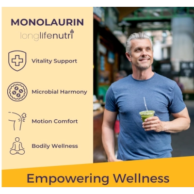 Monolaurin 1500mg,  Defesa Natural e Equilíbrio Intestinal, 200 Cápsulas, LongLifeNutri 