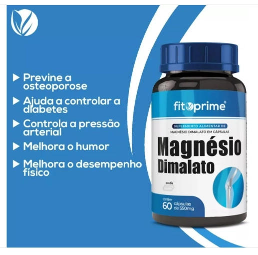Magnésio Dimalato, 550mg, 60 Cápsulas, Fitoprime