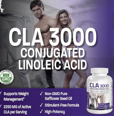 CLA 3000, Ácido Linoleico Conjugado, 3000mg, 120 Comprimidos, Bronson