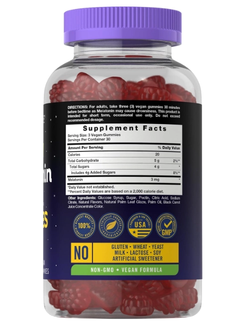 Melatonina 3mg, 90 Gomas Sabor de Frutas, Carlyle