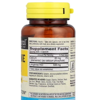 L-Arginina 500mg, 60 Cápsulas, Mason Natural