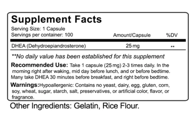 Dhea 25mg, 100 Cápsulas, Nutrakey