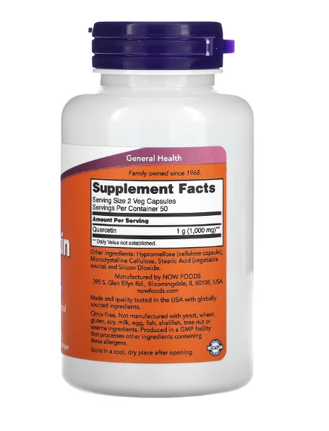 Quercetina, 500mg, 100 Cápsulas, Now