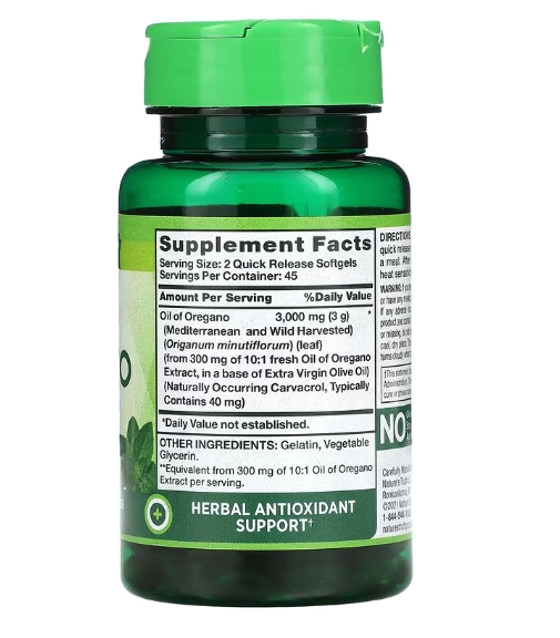 Óleo de Orégano, 3.000mg, 90 Cápsulas, Nature's Truth