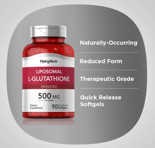 L-Glutationa lipossômica 500mg, 50 Cápsulas, PipingRock