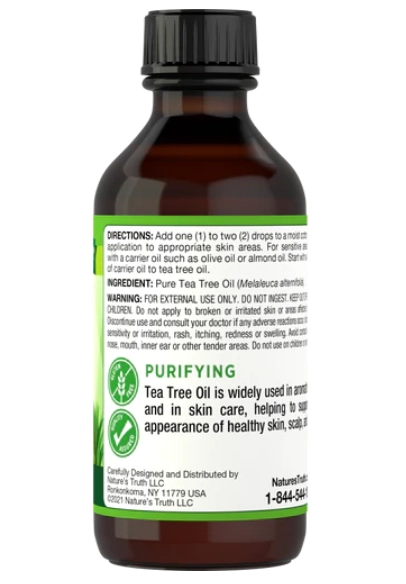 Óleo Essencial Puro, Tea tree australian, 59mg, Nature's Truth