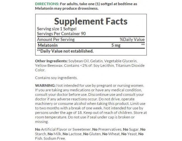 Melatonina, 5mg, 90 cápsulas, Natures Bounty