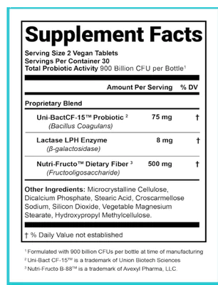Probiótico com Enzima lactase e Fibra prebiótica, 60 Tablets vegano, Nutrition Essentials